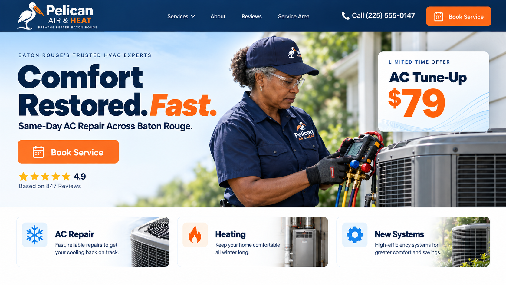 Pelican Air and Heat redesigned website